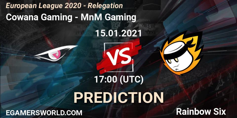 Cowana Gaming - MnM Gaming: ennuste. 15.01.2021 at 17:00, Rainbow Six, European League 2020 - Relegation