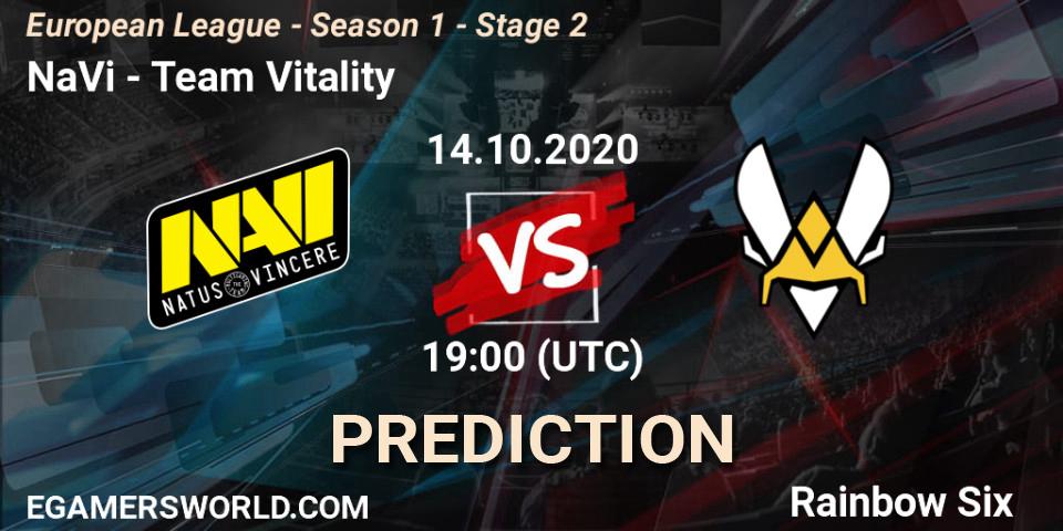 NaVi - Team Vitality: ennuste. 14.10.2020 at 19:00, Rainbow Six, European League - Season 1 - Stage 2