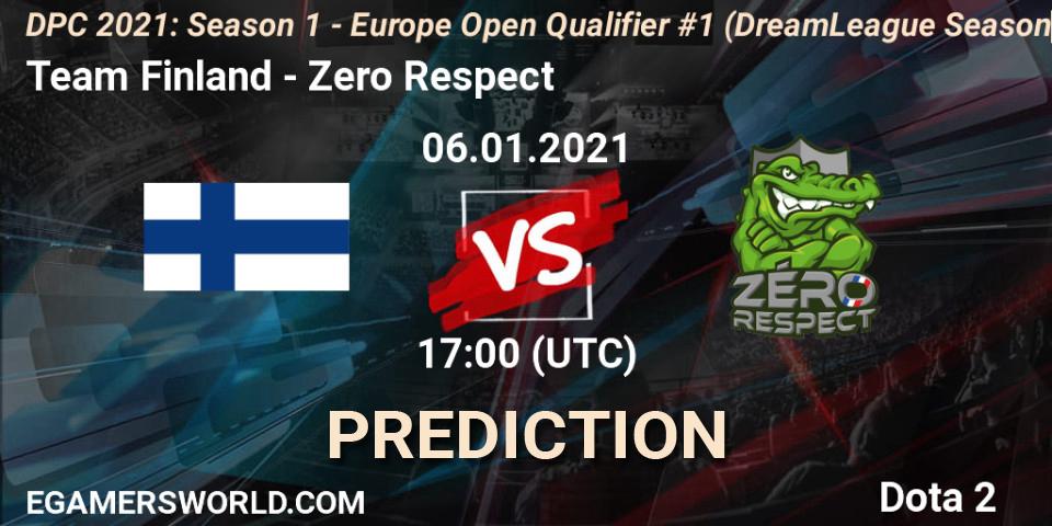 Team Finland - Zero Respect: ennuste. 06.01.2021 at 17:07, Dota 2, DPC 2021: Season 1 - Europe Open Qualifier #1 (DreamLeague Season 14)