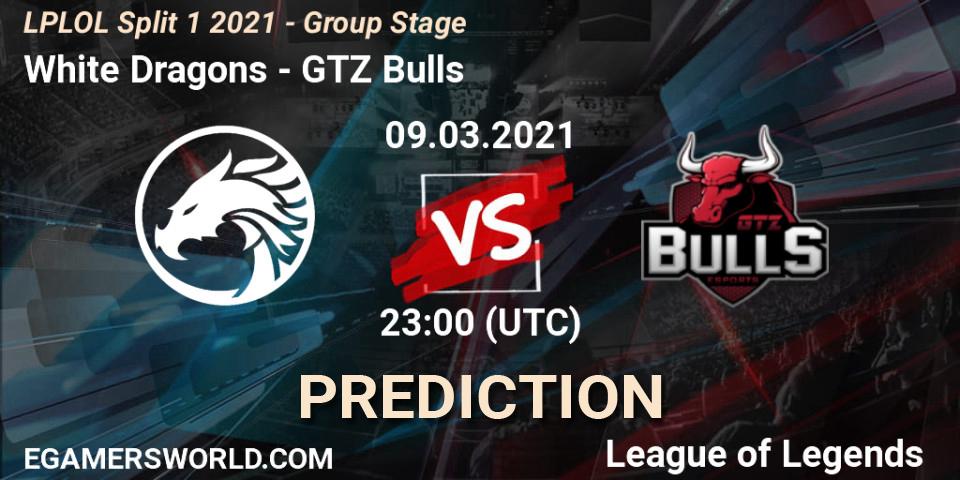 White Dragons - GTZ Bulls: ennuste. 09.03.21, LoL, LPLOL Split 1 2021 - Group Stage