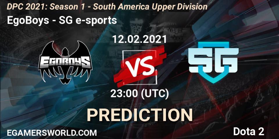 EgoBoys - SG e-sports: ennuste. 12.02.2021 at 23:00, Dota 2, DPC 2021: Season 1 - South America Upper Division