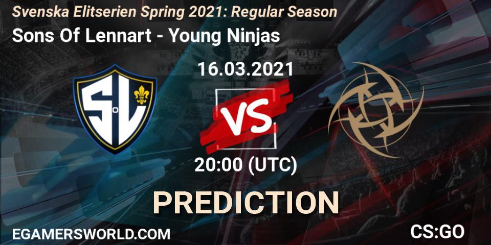 Sons Of Lennart - Young Ninjas: ennuste. 16.03.2021 at 20:00, Counter-Strike (CS2), Svenska Elitserien Spring 2021: Regular Season