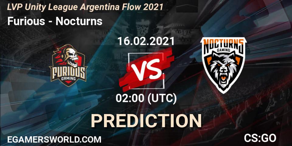 Furious - Nocturns: ennuste. 16.02.2021 at 02:00, Counter-Strike (CS2), LVP Unity League Argentina Apertura 2021