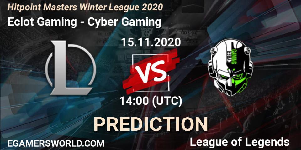 Eclot Gaming - Cyber Gaming: ennuste. 15.11.2020 at 14:00, LoL, Hitpoint Masters Winter League 2020