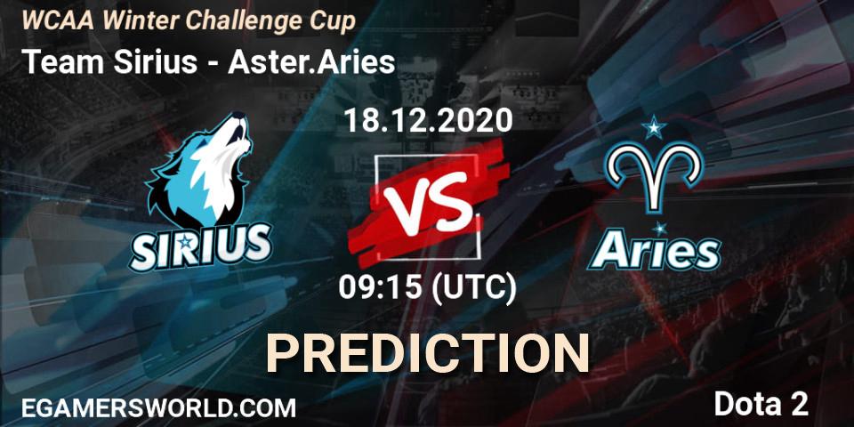 Team Sirius - Aster.Aries: ennuste. 18.12.2020 at 09:16, Dota 2, WCAA Winter Challenge Cup