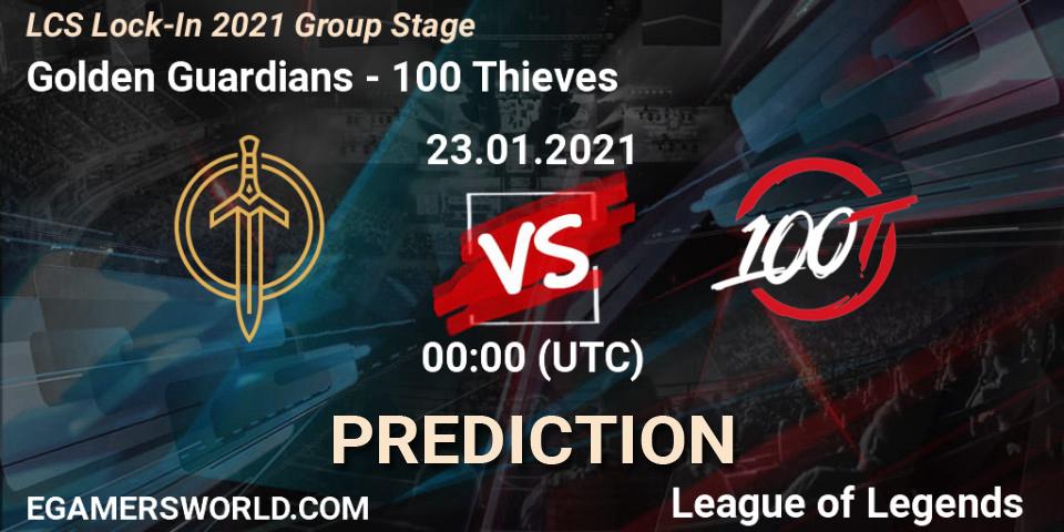 Golden Guardians - 100 Thieves: ennuste. 23.01.2021 at 00:00, LoL, LCS Lock-In 2021 Group Stage