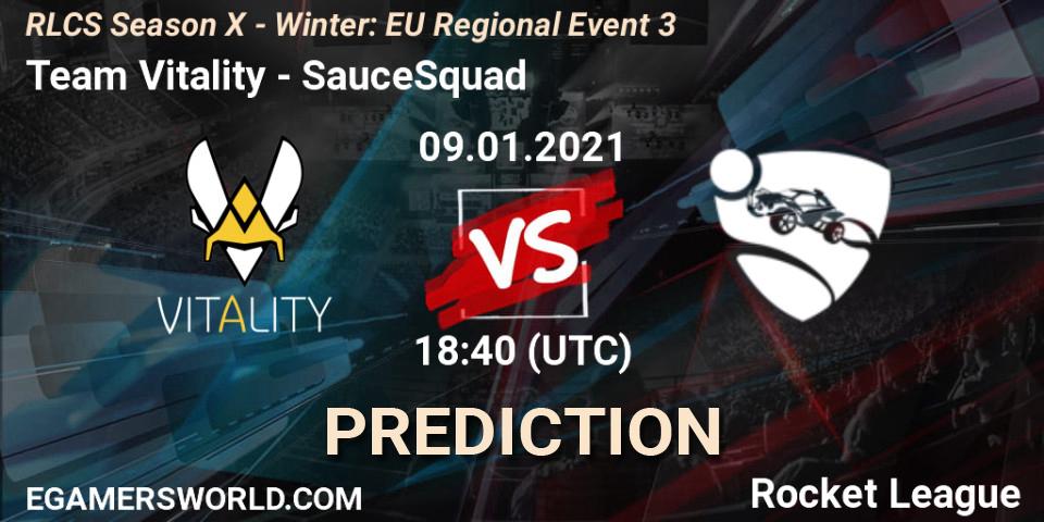 Team Vitality - SauceSquad: ennuste. 09.01.2021 at 18:40, Rocket League, RLCS Season X - Winter: EU Regional Event 3
