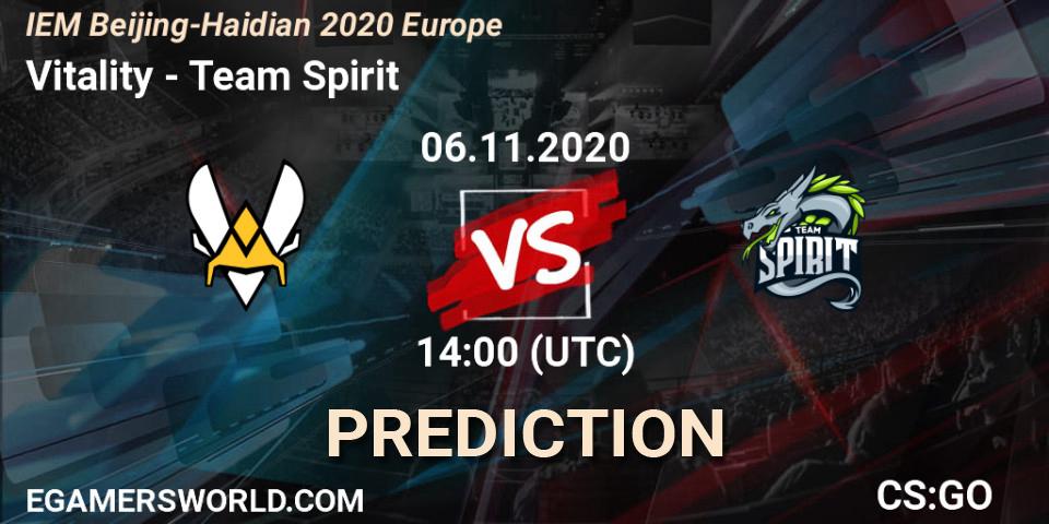 Vitality - Team Spirit: ennuste. 06.11.2020 at 14:00, Counter-Strike (CS2), IEM Beijing-Haidian 2020 Europe
