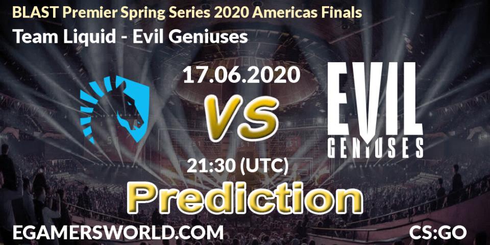 Team Liquid - Evil Geniuses: ennuste. 17.06.2020 at 21:30, Counter-Strike (CS2), BLAST Premier Spring Series 2020 Americas Finals