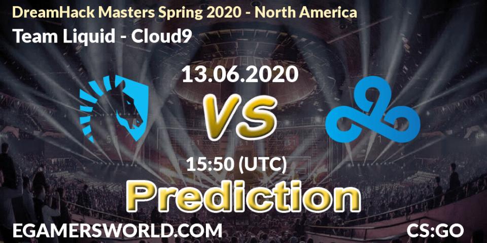 Team Liquid - Cloud9: ennuste. 13.06.2020 at 15:50, Counter-Strike (CS2), DreamHack Masters Spring 2020 - North America