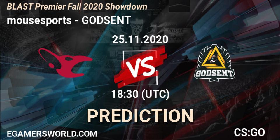 mousesports - GODSENT: ennuste. 25.11.20, CS2 (CS:GO), BLAST Premier Fall 2020 Showdown