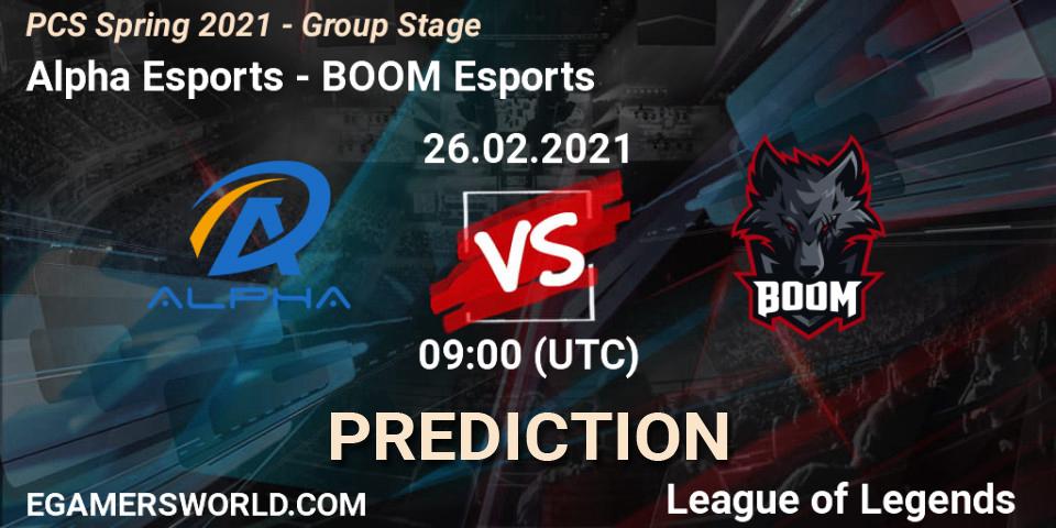 Alpha Esports - BOOM Esports: ennuste. 26.02.2021 at 09:00, LoL, PCS Spring 2021 - Group Stage