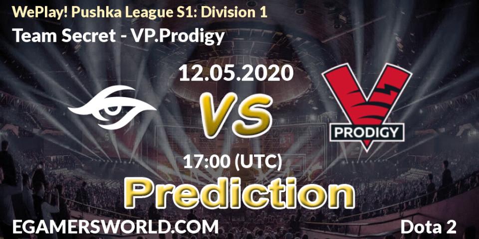 Team Secret - VP.Prodigy: ennuste. 12.05.2020 at 16:44, Dota 2, WePlay! Pushka League S1: Division 1
