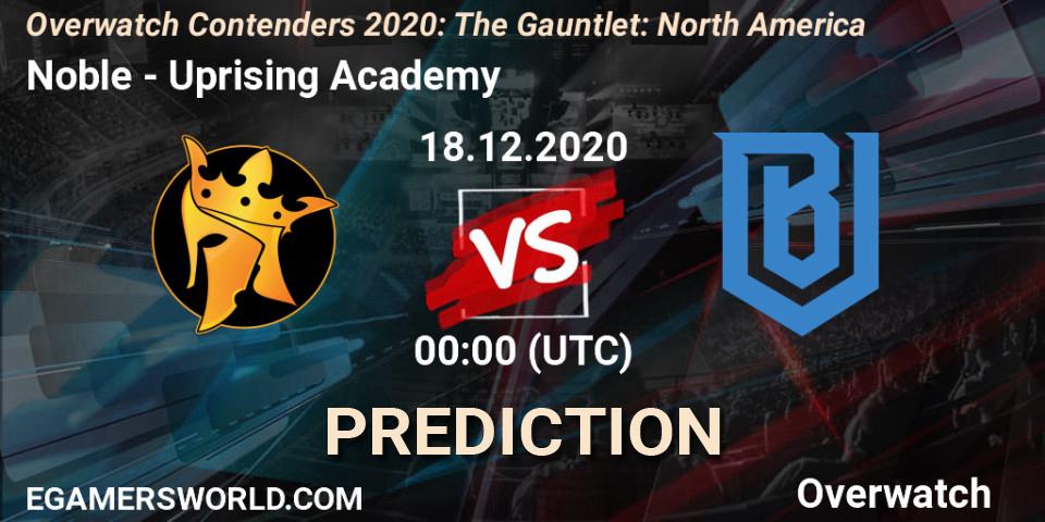 Noble - Uprising Academy: ennuste. 18.12.2020 at 01:00, Overwatch, Overwatch Contenders 2020: The Gauntlet: North America