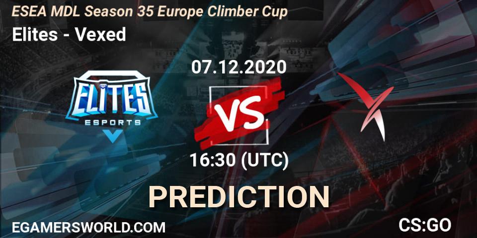 Elites - Vexed: ennuste. 07.12.2020 at 16:30, Counter-Strike (CS2), ESEA MDL Season 35 Europe Climber Cup