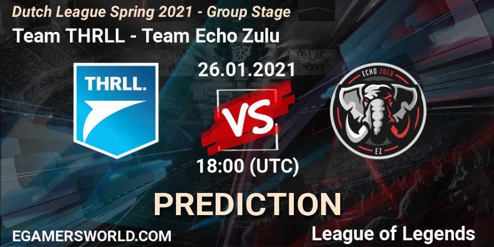 Team THRLL - Team Echo Zulu: ennuste. 26.01.2021 at 18:00, LoL, Dutch League Spring 2021 - Group Stage