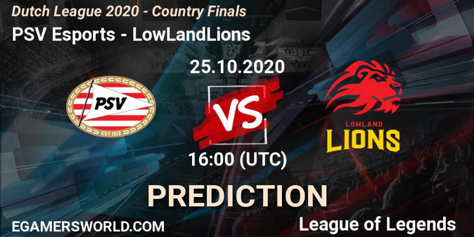 PSV Esports - LowLandLions: ennuste. 25.10.2020 at 17:03, LoL, Dutch League 2020 - Country Finals