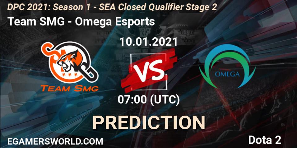 Team SMG - Omega Esports: ennuste. 10.01.2021 at 07:08, Dota 2, DPC 2021: Season 1 - SEA Closed Qualifier Stage 2
