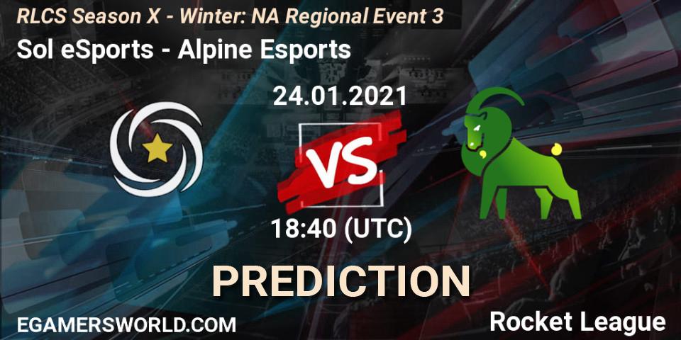 Sol eSports - Alpine Esports: ennuste. 24.01.2021 at 18:40, Rocket League, RLCS Season X - Winter: NA Regional Event 3