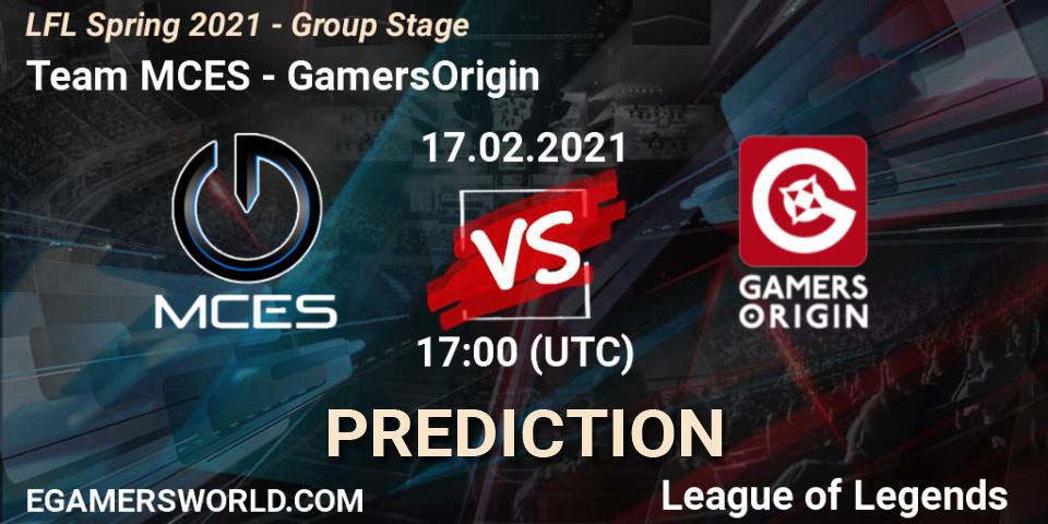 Team MCES - GamersOrigin: ennuste. 17.02.2021 at 17:00, LoL, LFL Spring 2021 - Group Stage