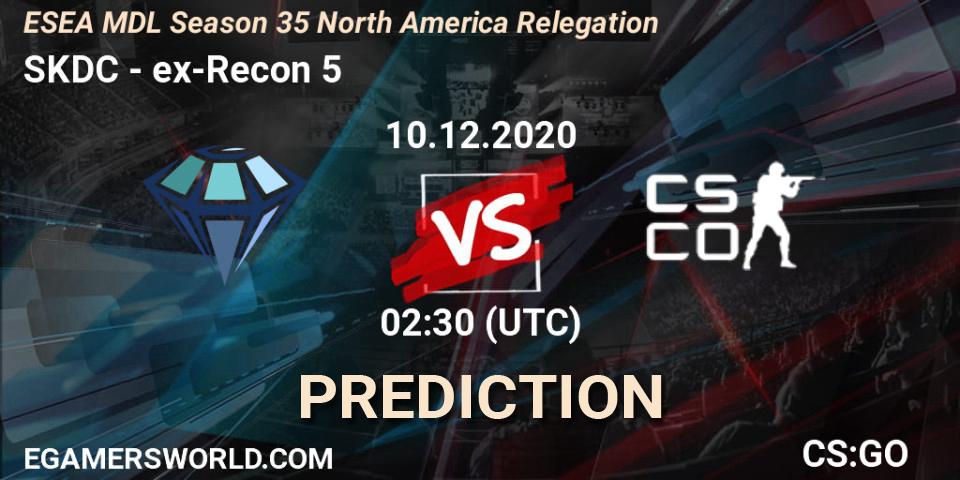 SKDC - ex-Recon 5: ennuste. 10.12.2020 at 02:30, Counter-Strike (CS2), ESEA MDL Season 35 North America Relegation