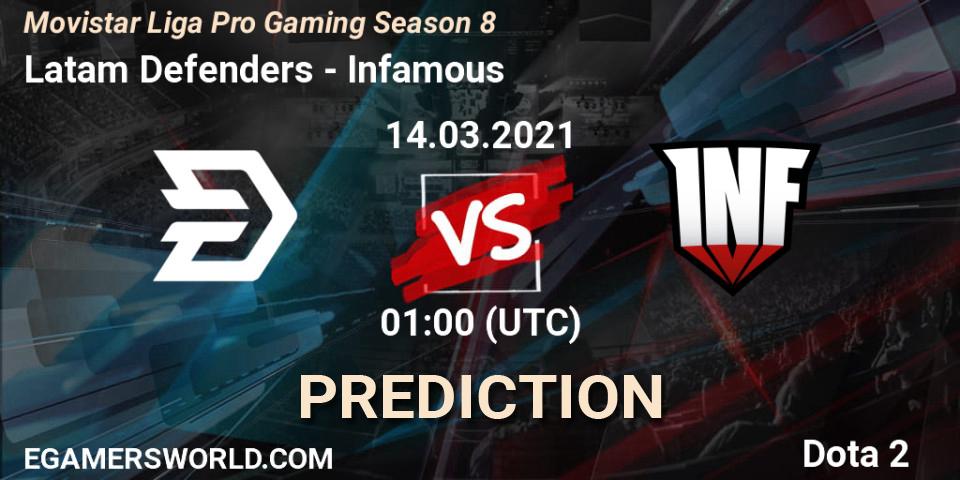 Latam Defenders - Infamous: ennuste. 15.03.2021 at 01:00, Dota 2, Movistar Liga Pro Gaming Season 8
