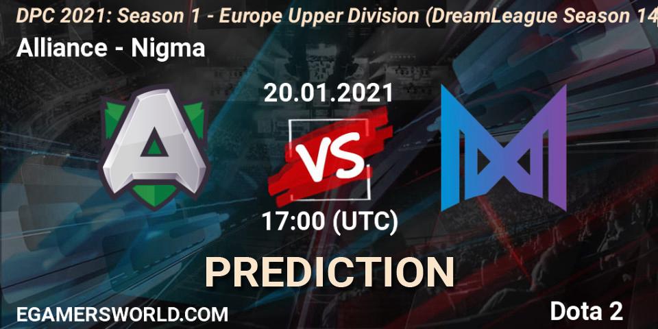 Alliance - Nigma: ennuste. 20.01.2021 at 16:55, Dota 2, DPC 2021: Season 1 - Europe Upper Division (DreamLeague Season 14)