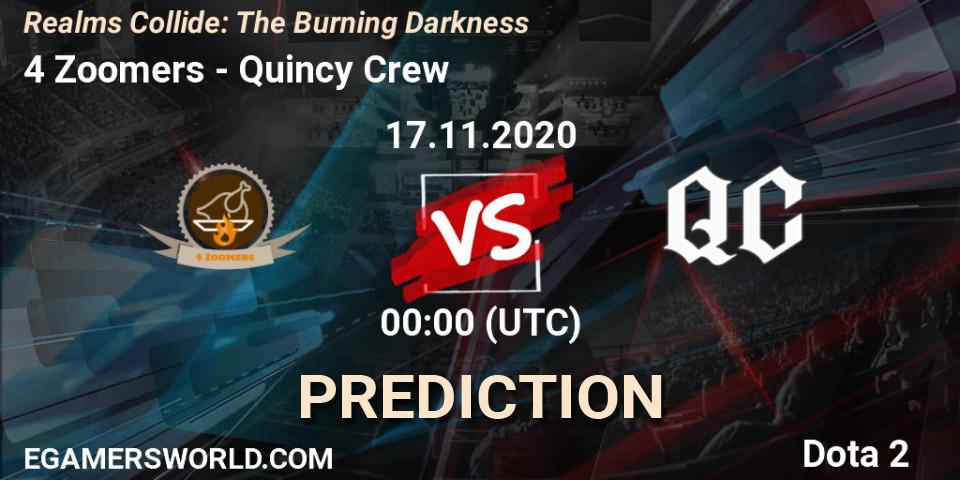 4 Zoomers - Quincy Crew: ennuste. 17.11.2020 at 00:28, Dota 2, Realms Collide: The Burning Darkness