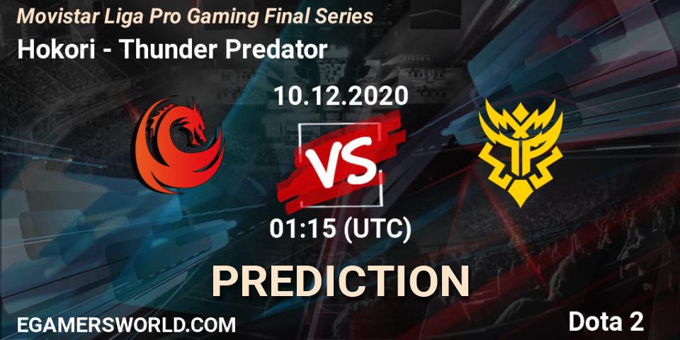 Hokori - Thunder Predator: ennuste. 10.12.2020 at 01:15, Dota 2, Movistar Liga Pro Gaming Final Series