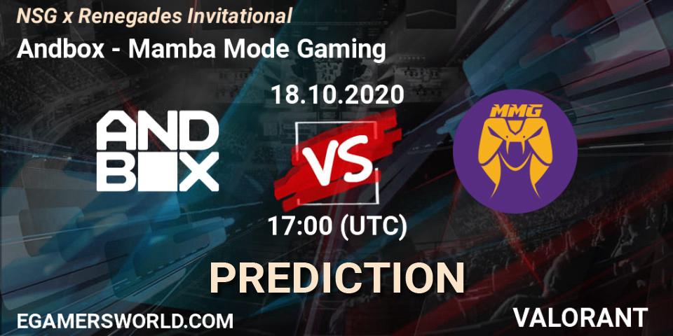 Andbox - Mamba Mode Gaming: ennuste. 18.10.2020 at 17:00, VALORANT, NSG x Renegades Invitational