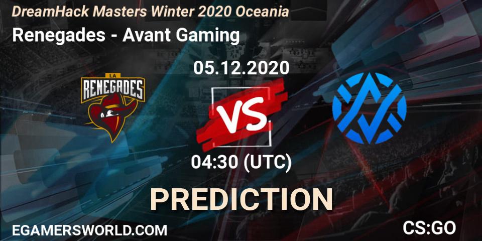 Renegades - Avant Gaming: ennuste. 05.12.20, CS2 (CS:GO), DreamHack Masters Winter 2020 Oceania