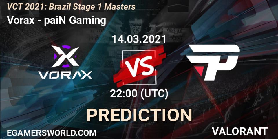 Vorax - paiN Gaming: ennuste. 14.03.2021 at 22:00, VALORANT, VCT 2021: Brazil Stage 1 Masters