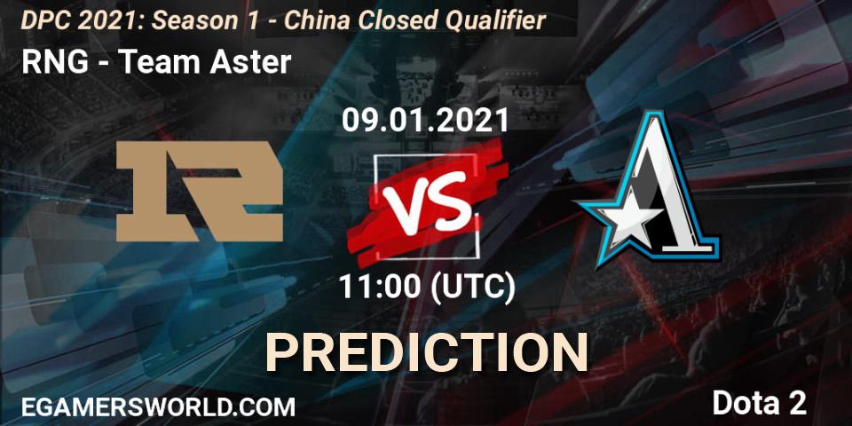 RNG - Team Aster: ennuste. 09.01.2021 at 10:10, Dota 2, DPC 2021: Season 1 - China Closed Qualifier
