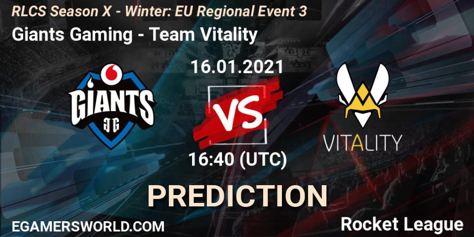 Giants Gaming - Team Vitality: ennuste. 16.01.2021 at 17:40, Rocket League, RLCS Season X - Winter: EU Regional Event 3