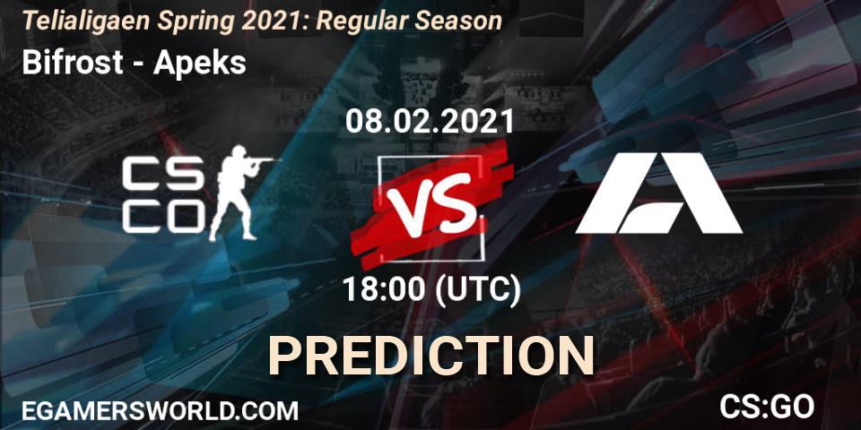 Bifrost - Apeks: ennuste. 08.02.2021 at 18:00, Counter-Strike (CS2), Telialigaen Spring 2021: Regular Season