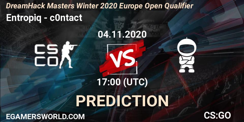 Entropiq - c0ntact: ennuste. 04.11.2020 at 17:05, Counter-Strike (CS2), DreamHack Masters Winter 2020 Europe Open Qualifier
