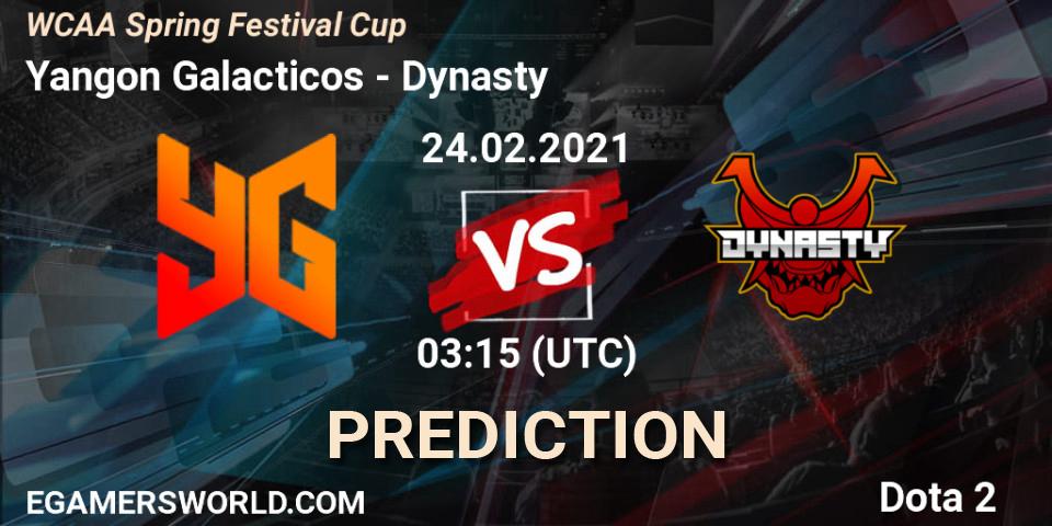 Yangon Galacticos - Dynasty: ennuste. 24.02.2021 at 03:28, Dota 2, WCAA Spring Festival Cup