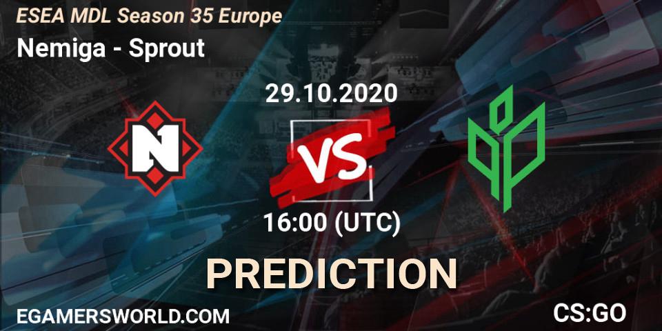 Nemiga - Sprout: ennuste. 29.10.2020 at 16:30, Counter-Strike (CS2), ESEA MDL Season 35 Europe