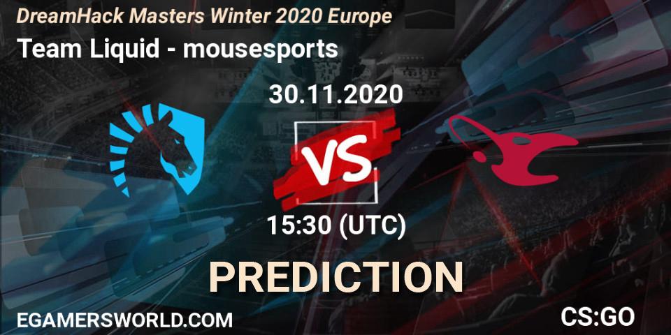 Team Liquid - mousesports: ennuste. 30.11.2020 at 15:30, Counter-Strike (CS2), DreamHack Masters Winter 2020 Europe