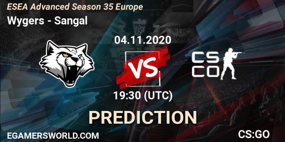 Wygers - Sangal: ennuste. 05.11.2020 at 16:00, Counter-Strike (CS2), ESEA Advanced Season 35 Europe