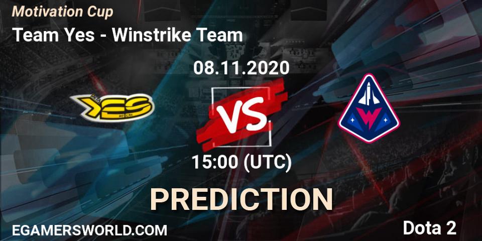 Team Yes - Winstrike Team: ennuste. 09.11.2020 at 12:04, Dota 2, Motivation Cup
