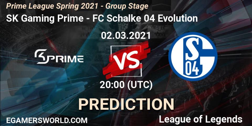 SK Gaming Prime - FC Schalke 04 Evolution: ennuste. 02.03.2021 at 20:00, LoL, Prime League Spring 2021 - Group Stage