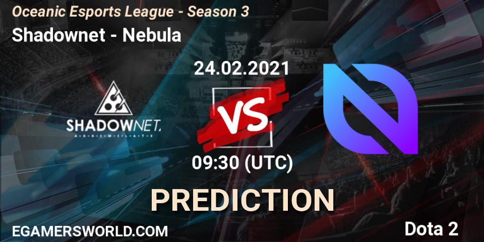 Shadownet - Nebula: ennuste. 24.02.2021 at 09:31, Dota 2, Oceanic Esports League - Season 3
