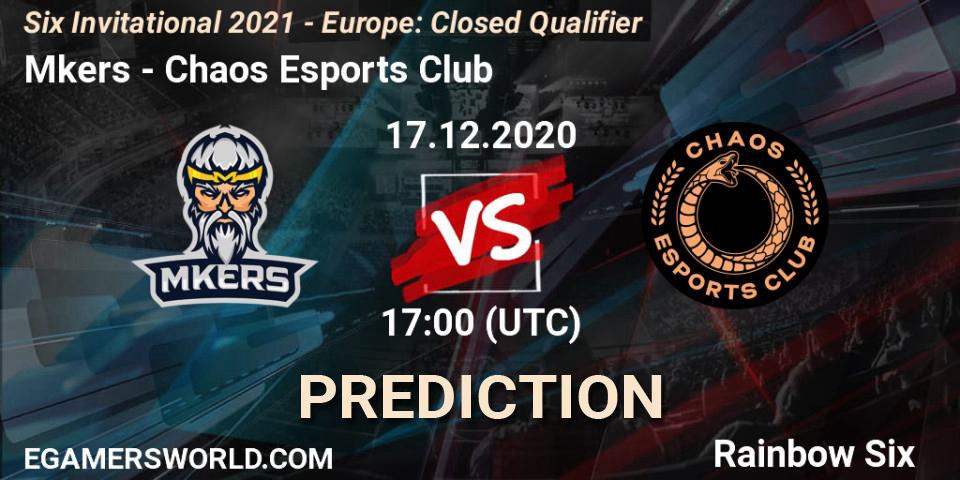 Mkers - Chaos Esports Club: ennuste. 17.12.20, Rainbow Six, Six Invitational 2021 - Europe: Closed Qualifier