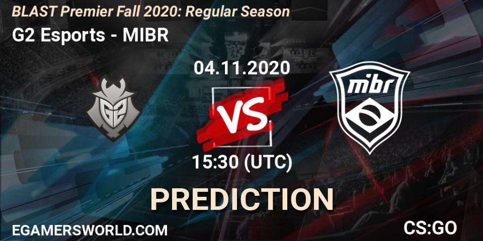 G2 Esports - MIBR: ennuste. 04.11.2020 at 15:30, Counter-Strike (CS2), BLAST Premier Fall 2020: Regular Season
