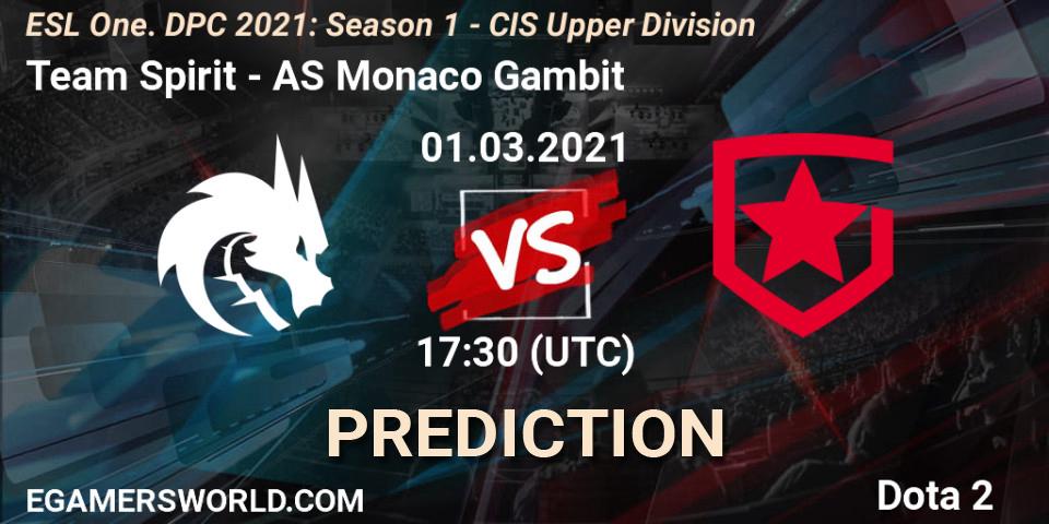 Team Spirit - AS Monaco Gambit: ennuste. 28.02.21, Dota 2, ESL One. DPC 2021: Season 1 - CIS Upper Division