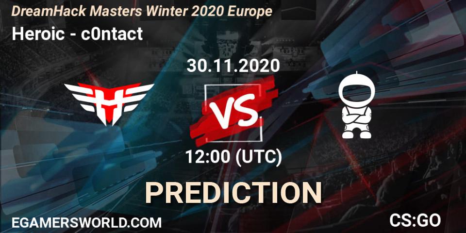 Heroic - c0ntact: ennuste. 30.11.2020 at 12:00, Counter-Strike (CS2), DreamHack Masters Winter 2020 Europe