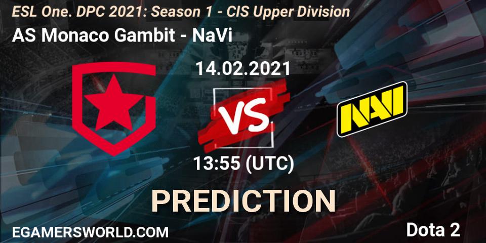 AS Monaco Gambit - NaVi: ennuste. 14.02.21, Dota 2, ESL One. DPC 2021: Season 1 - CIS Upper Division