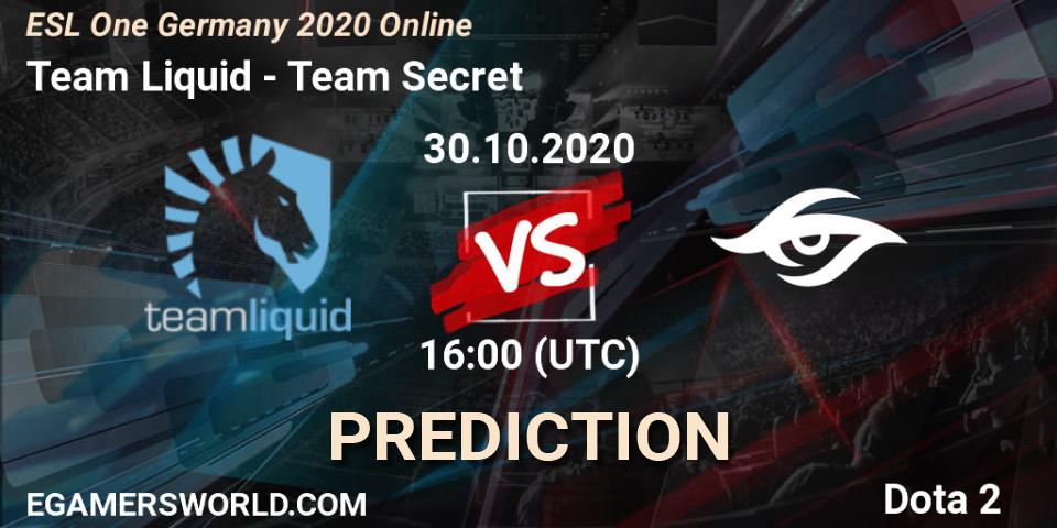 Team Liquid - Team Secret: ennuste. 30.10.2020 at 16:01, Dota 2, ESL One Germany 2020 Online