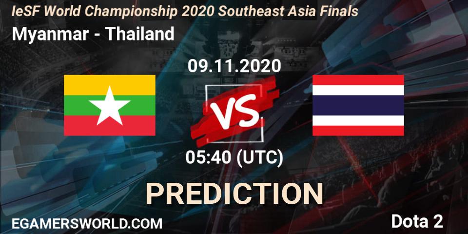 Myanmar - Thailand: ennuste. 09.11.2020 at 05:40, Dota 2, IeSF World Championship 2020 Southeast Asia Finals